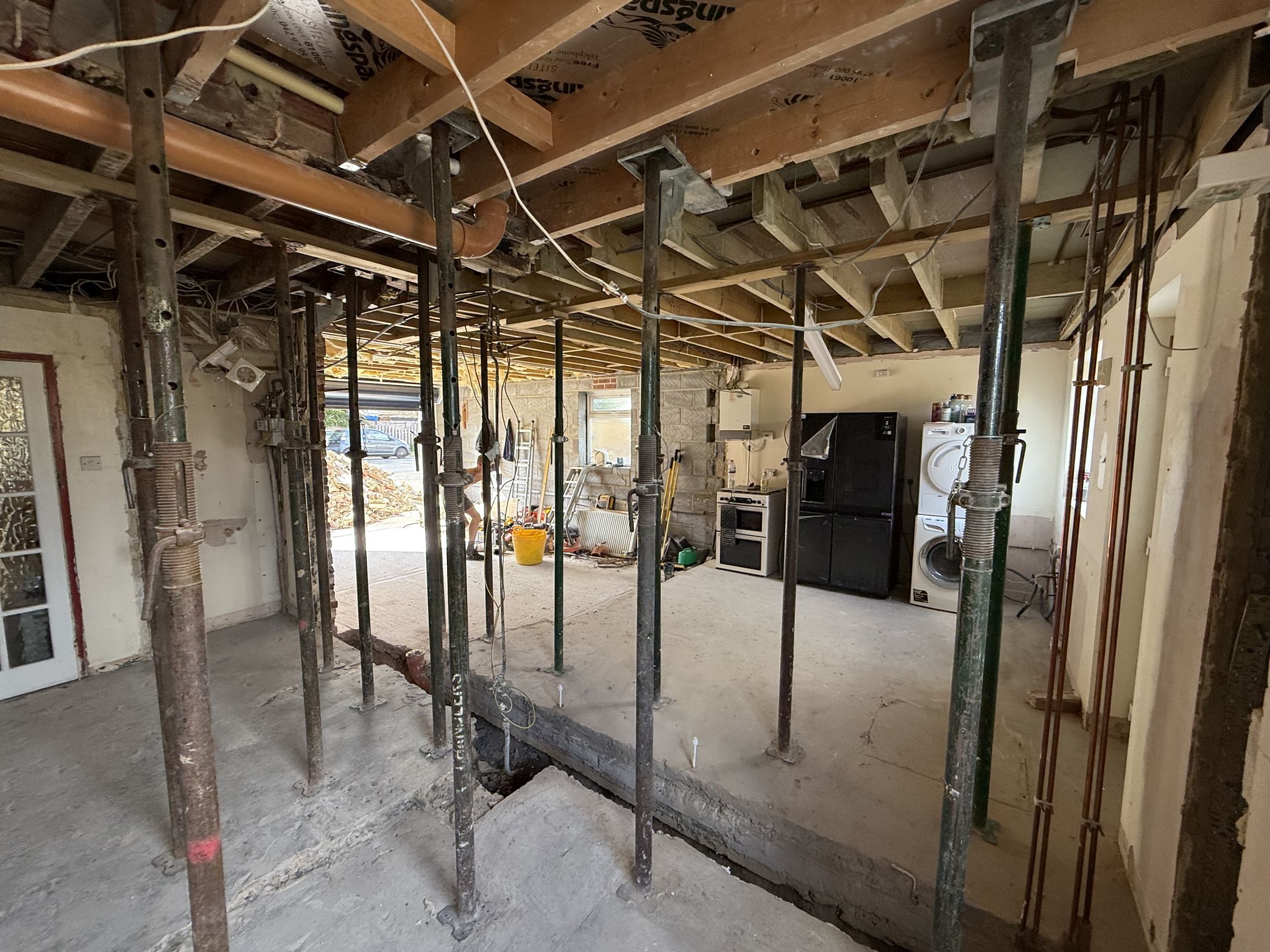 Grinstead Lane ground floor stripped back and propped during structural work