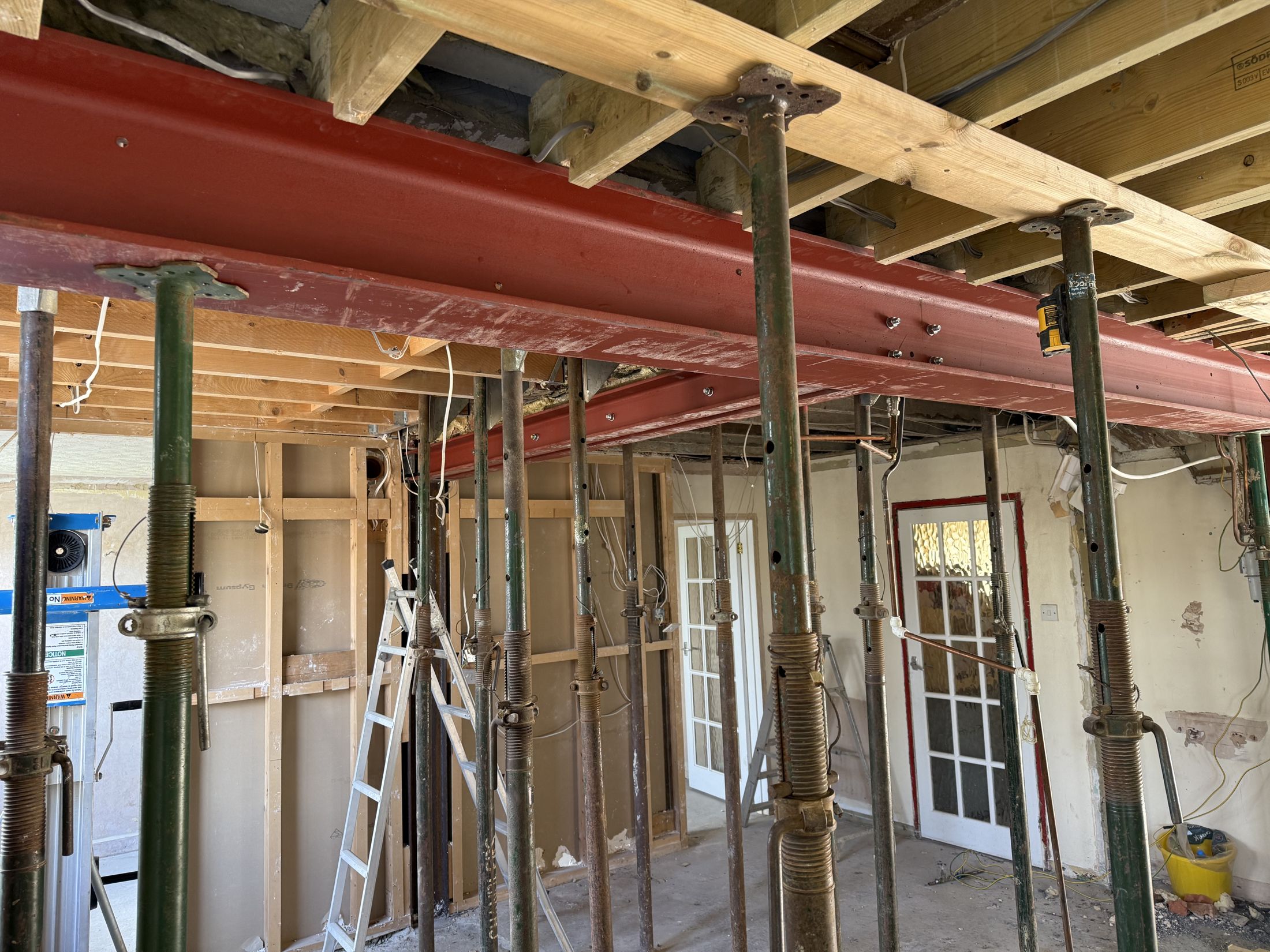 New steel beams installed at Grinstead Lane with temporary props